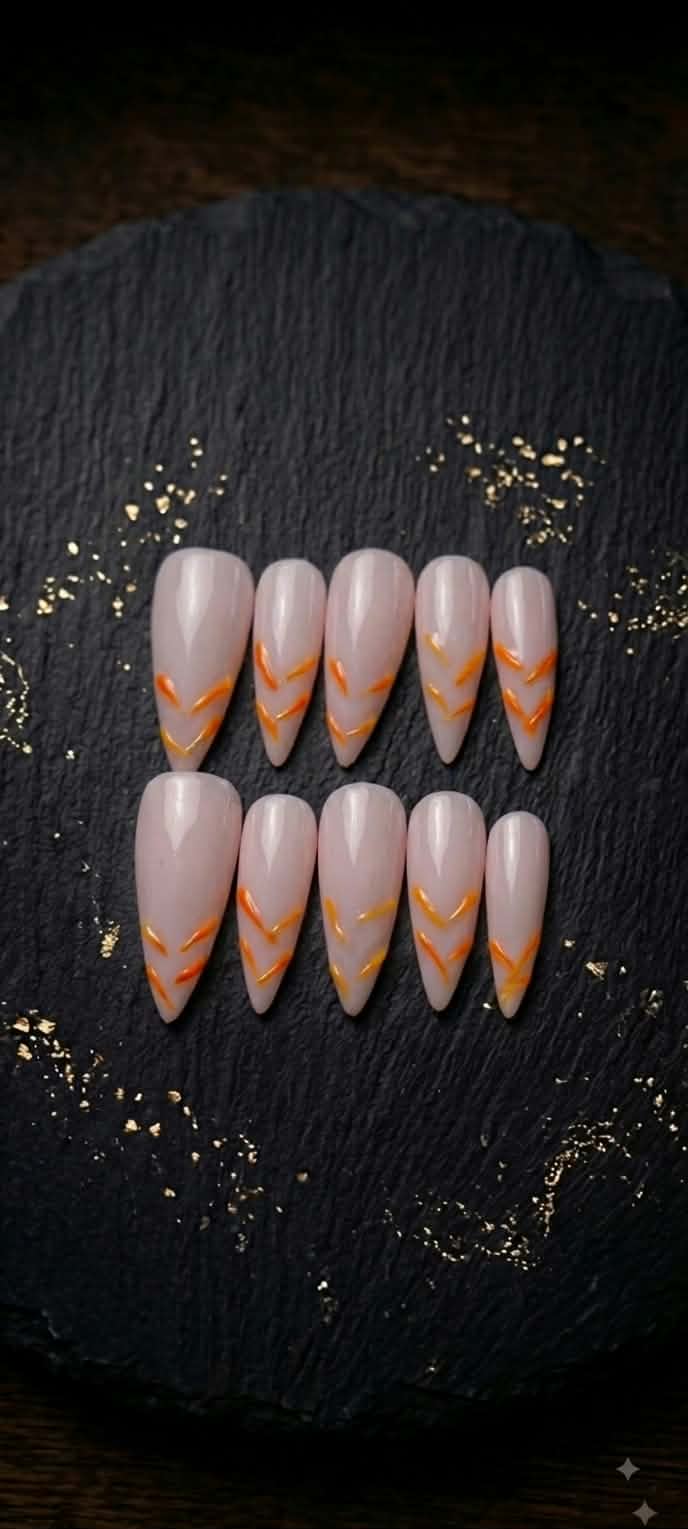 Splinter Stiletto Nails — detail view, handmade press-on nails