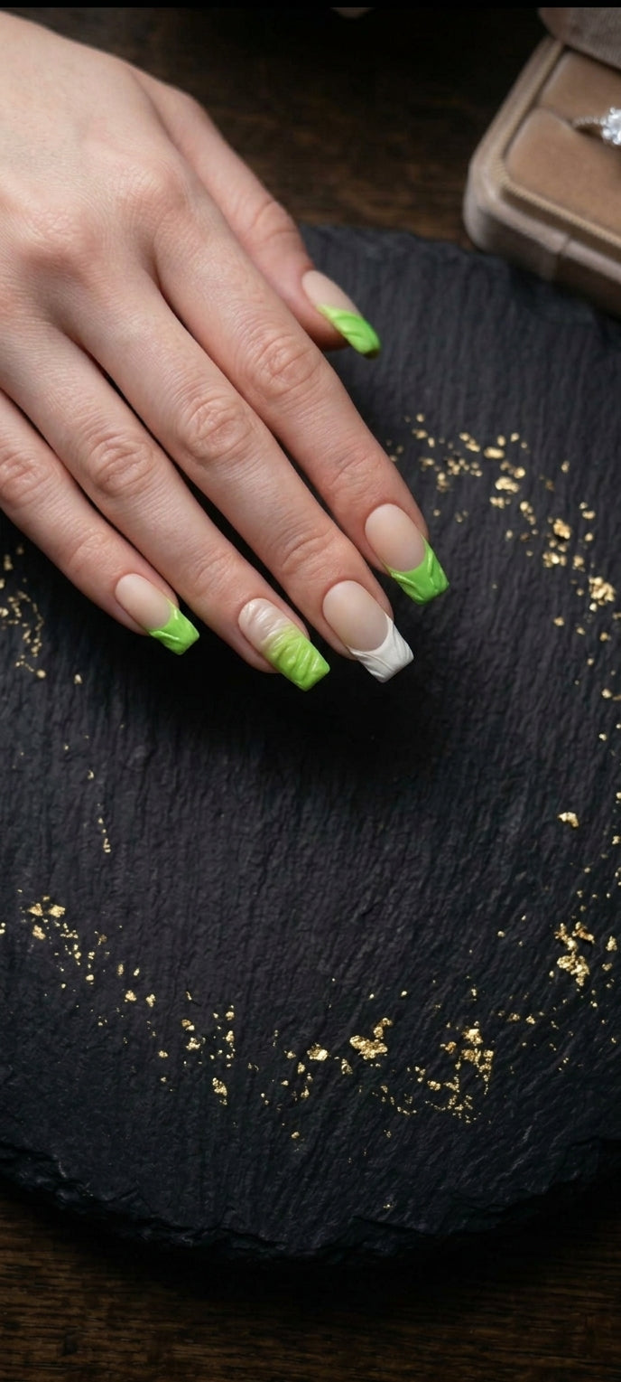 Green Gremlin Nails — handmade press-on nails by EasyOn Nails Cyprus