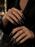 Dark Crystal Stiletto — handmade press-on nails by EasyOn Nails Cyprus